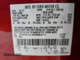 2013 Ford Edge SEL with VIN 2FMDK3JCXDBB93814, listed as a Copart auction lot 46775995 with 175,177 mi miles and Salvage Title. Bid and sale history available at carsss.com. Image 15.