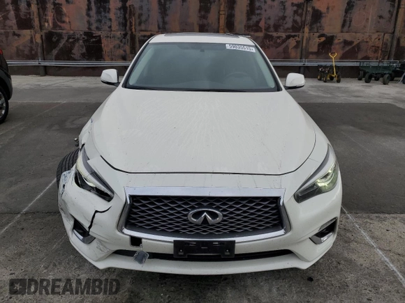 2019 Infiniti Q50 Luxe with VIN JN1EV7APXKM541762, listed as a Copart auction lot 59035515 with 59,295 mi miles and Salvage title. Bid and sale history available at DreamBid. Image 5.