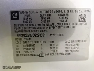 2012 Chevrolet Silverado 1500 LT with VIN 3GCPCSE07CG223551, listed as a IAAI auction lot 40034733 with 248,648 mi miles. Bid and sale history available at carsss.com. Image 9.