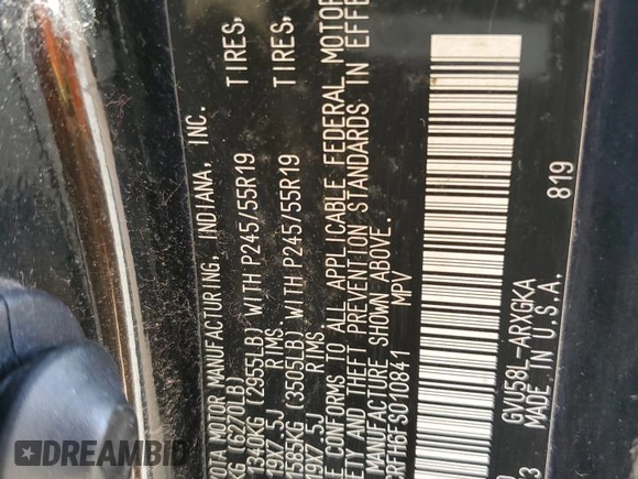 2015 Toyota Highlander Limited with VIN 5TDDCRFH6FS010841, listed as a Copart auction lot 89316875 with 75,873 mi miles and Salvage title. Bid and sale history available at DreamBid. Image 13.