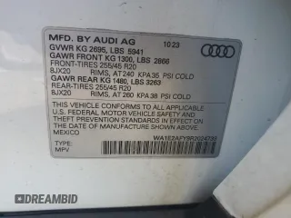 2024 Audi Q5 S line Premium Plus with VIN WA1E2AFY9R2024733, listed as a Copart auction lot 56827735 with Not provided miles and Salvage title. Bid and sale history available at DreamBid. Image 13.