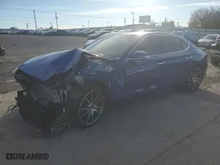 2020 Genesis G70 2.0T with VIN KMTG44LA1LU062584, listed as a Copart auction lot 81599124 with 70,907 mi miles and Salvage Title. Bid and sale history available at carsss.com. Image 1.
