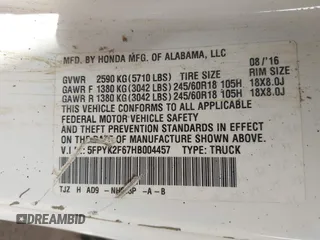 2017 Honda Ridgeline RTL-T с VIN 5FPYK2F67HB004457, выставлен на аукционе IAAI как лот 42650294 с пробегом 44 046 миль миль и . История ставок и продаж доступна на DreamBid. Изображение 9.