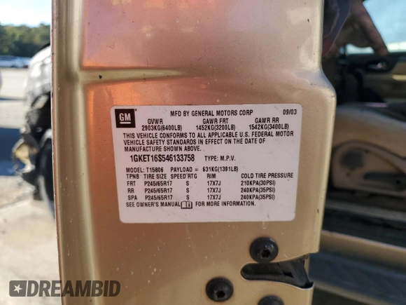 2004 GMC Envoy SLT z VIN 1GKET16S546133758, wystawiony jako Copart lot #76717674 z przebiegiem Nie podano mil oraz Szkoda całkowita • Salvage title. Historia ofert i sprzedaży dostępna na DreamBid. Obrazek 12.
