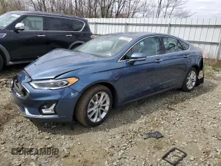 2019 Ford Fusion Energi Titanium with VIN 3FA6P0SU6KR146448, listed as a Copart auction lot 51553035 with 0 mi miles and Salvage Title. Bid and sale history available at carsss.com. Image 1.