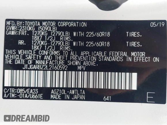 2020 Lexus NX 300 with VIN JTJGARBZ2L2160592, listed as a IAAI auction lot 42439214 with 44,617 mi miles and . Bid and sale history available at DreamBid. Image 9.