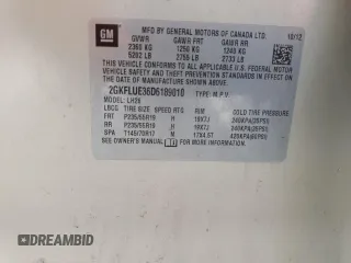 2013 GMC Terrain SLT with VIN 2GKFLUE36D6189010, listed as a Copart auction lot 51419035 with 236,702 mi miles and Salvage Title. Bid and sale history available at carsss.com. Image 13.