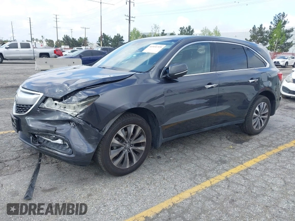 2016 Acura MDX w/Tech with VIN 5FRYD3H47GB020014, listed as a IAAI auction lot 41931725 with 121,520 mi miles. Bid and sale history available at carsss.com. Image 2.