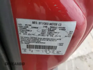 2005 Ford F-250 XL with VIN 1FTSX21P15EA76932, listed as a Copart auction lot 52053355 with 134,955 mi miles and Salvage title. Bid and sale history available at DreamBid. Image 12.