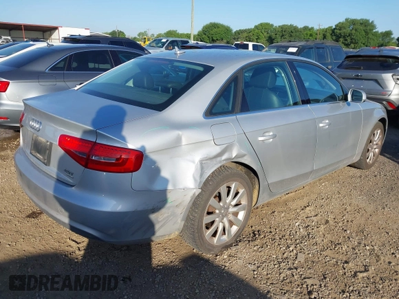 2013 Audi A4 Premium with VIN WAUBFAFL9DA161085, listed as a IAAI auction lot 41976939 with 184,536 mi miles and . Bid and sale history available at DreamBid. Image 4.