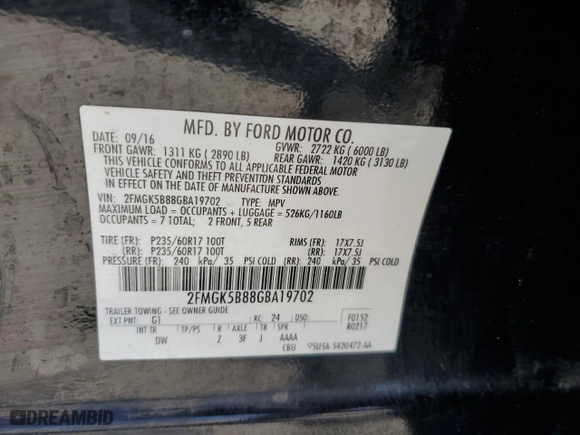 2016 Ford Flex SE with VIN 2FMGK5B88GBA19702, listed as a Copart auction lot 52885505 with 173,907 mi miles and Clean Title. Bid and sale history available at carsss.com. Image 13.