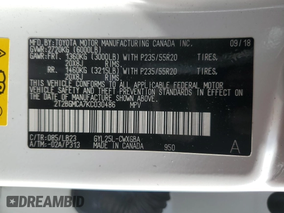 2019 Lexus RX with VIN 2T2BGMCA7KC030486, listed as a Copart auction lot 43281465 with 71,392 mi miles and Salvage Title. Bid and sale history available at carsss.com. Image 15.