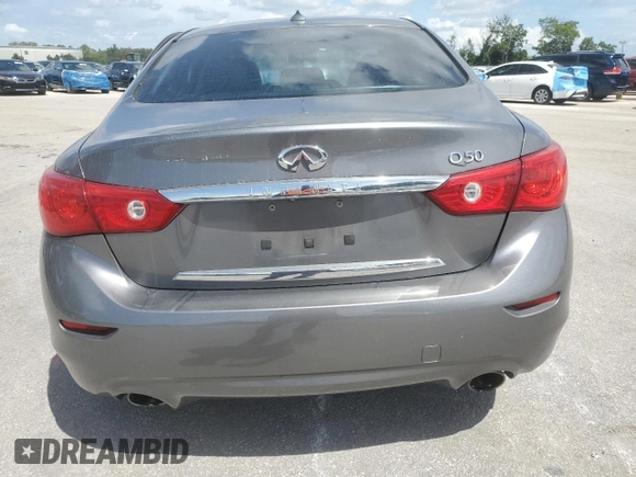 2015 Infiniti Q50 with VIN JN1BV7AP9FM332795, listed as a Copart auction lot 63416925 with 106,986 mi miles and Salvage title. Bid and sale history available at DreamBid. Image 6.