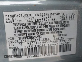 2024 Nissan Sentra SV с VIN 3N1AB8CV8RY362362, выставлен на аукционе IAAI как лот 41736221 с пробегом 9 529 миль миль и . История ставок и продаж доступна на DreamBid. Изображение 9.