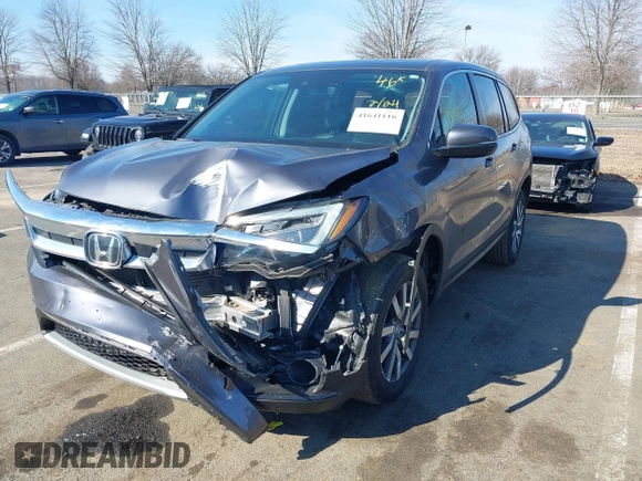 2021 Honda Pilot EX-L with VIN 5FNYF6H54MB028203, listed as a IAAI auction lot 41641116 with 46,755 mi miles and . Bid and sale history available at DreamBid. Image 6.
