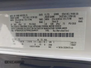2023 Ford Transit Passenger XL with VIN 1FBAX2CG7PKC04821, listed as a IAAI auction lot 42379783 with 15,909 mi miles and . Bid and sale history available at DreamBid. Image 9.