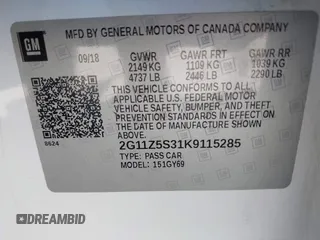 2019 Chevrolet Impala LT with VIN 2G11Z5S31K9115285, listed as a IAAI auction lot 40641719 with 115,717 mi miles and . Bid and sale history available at DreamBid. Image 9.