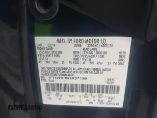 2014 Ford F-150 XL with VIN 1FTEW1CM7EKD71189, listed as a IAAI auction lot 41255410 with 176,249 mi miles. Bid and sale history available at carsss.com. Image 9.