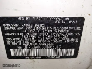 2018 Subaru Forester Touring with VIN JF2SJAWC8JH463943, listed as a IAAI auction lot 41611230 with 65,444 mi miles. Bid and sale history available at carsss.com. Image 9.