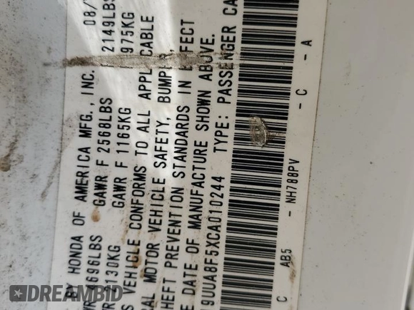2012 Acura TL Technology z VIN 19UUA8F5XCA010244, wystawiony jako Copart lot #56526795 z przebiegiem 132 802 mil mil oraz Szkoda całkowita • Salvage title. Historia ofert i sprzedaży dostępna na DreamBid. Obrazek 12.