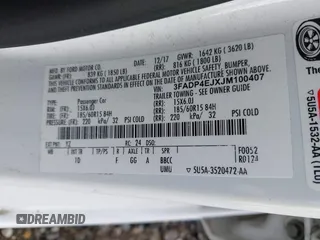 2018 Ford Fiesta SE z VIN 3FADP4EJXJM100407, wystawiony jako IAAI lot #42285374 z przebiegiem 90 261 mil mil oraz . Historia ofert i sprzedaży dostępna na DreamBid. Obrazek 9.