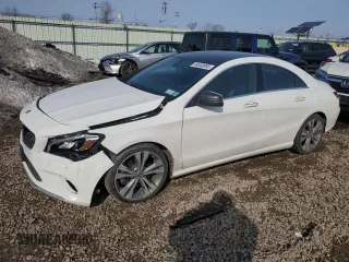 2018 Mercedes-Benz CLA with VIN WDDSJ4GB6JN681845, listed as a Copart auction lot 48848085 with 50,599 mi miles and Salvage Title. Bid and sale history available at carsss.com. Image 1.