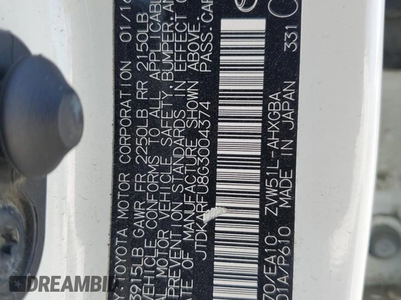 2016 Toyota Prius Four with VIN JTDKARFU8G3004374, listed as a Copart auction lot 76606474 with 98,703 mi miles and Salvage Title. Bid and sale history available at carsss.com. Image 12.