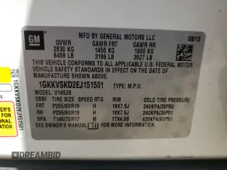 2014 GMC Acadia SLT with VIN 1GKKVSKD2EJ151501, listed as a Copart auction lot 51922775 with 113,051 mi miles and Salvage Title. Bid and sale history available at carsss.com. Image 13.