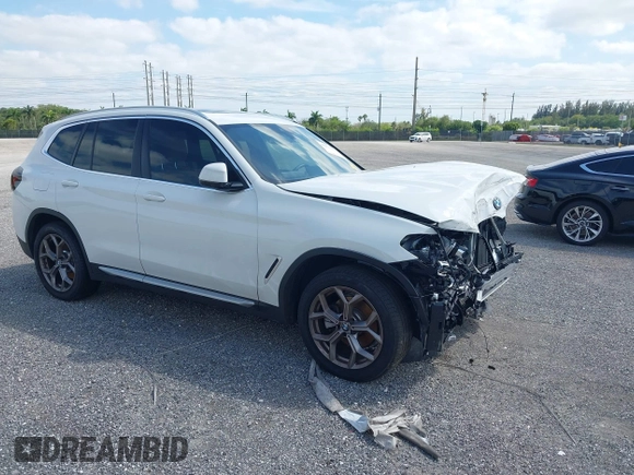 2022 BMW X3 xDrive30i with VIN 5UX53DP08N9M80851, listed as a IAAI auction lot 40173357 with 18,889 mi miles and . Bid and sale history available at DreamBid. Image 1.