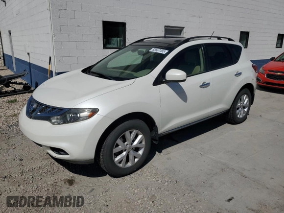 2012 Nissan Murano S with VIN JN8AZ1MW9CW227689, listed as a Copart auction lot 55667485 with 81,568 mi miles and Salvage Title. Bid and sale history available at DreamBid. Image 1.