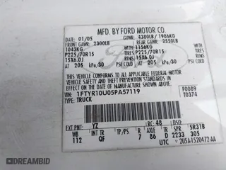 2005 Ford Ranger XL with VIN 1FTYR10U05PA57119, listed as a IAAI auction lot 41537218 with 64,230 mi miles. Bid and sale history available at carsss.com. Image 9.