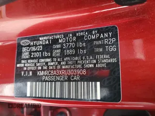 2024 Hyundai Venue SEL with VIN KMHRC8A3XRU303908, listed as a Copart auction lot 51671415 with 12,649 mi miles and Salvage title. Bid and sale history available at DreamBid. Image 15.