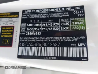 2018 Mercedes-Benz GLE 350 with VIN 4JGDA5HB6JB012687, listed as a IAAI auction lot 42389978 with 112,811 mi miles and . Bid and sale history available at DreamBid. Image 9.
