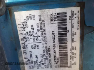1995 Ford F-150 with VIN 1FTEF15Y4SLB43107, listed as a Copart auction lot 89071835 with 215,831 mi miles and Salvage Title. Bid and sale history available at carsss.com. Image 12.