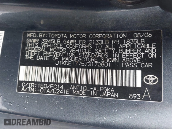 2007 Scion tC Spec z VIN JTKDE177570172801, wystawiony jako IAAI lot #42232540 z przebiegiem 251 571 mil mil oraz . Historia ofert i sprzedaży dostępna na DreamBid. Obrazek 9.