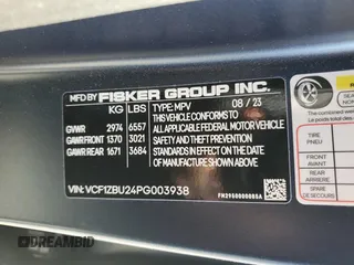 2023 Fisker Ocean One z VIN VCF1ZBU24PG003938, wystawiony jako Copart lot #89353135 z przebiegiem Nie podano mil oraz Szkody całkowita. Historia ofert i sprzedaży dostępna na DreamBid. Obrazek 13.