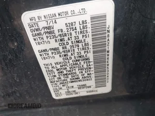 2014 Nissan Murano S with VIN JN8AZ1MW6EW530402, listed as a IAAI auction lot 41958920 with 155,461 mi miles and . Bid and sale history available at DreamBid. Image 9.