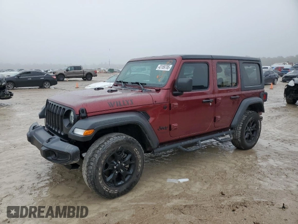 2021 Jeep Wrangler Unlimited Sport S with VIN 1C4HJXDG7MW814908, listed as a Copart auction lot 55394875 with 72,754 mi miles and Salvage title. Bid and sale history available at DreamBid. Image 1.