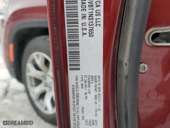 2022 Jeep Wagoneer Series II with VIN 1C4SJVBT1NS137650, listed as a Copart auction lot 49743155 with 89,106 mi miles and Salvage Title. Bid and sale history available at carsss.com. Image 15.
