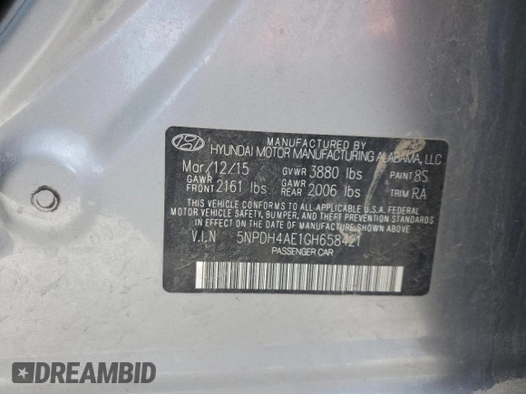 2016 Hyundai Elantra SE z VIN 5NPDH4AE1GH658421, wystawiony jako Copart lot #50765875 z przebiegiem 170 037 mil mil oraz Szkoda całkowita • Salvage title. Historia ofert i sprzedaży dostępna na DreamBid. Obrazek 12.