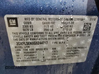 2016 GMC Terrain SLE with VIN 2GKFLSEK6G6244717, listed as a Copart auction lot 50779275 with 82,473 mi miles and Salvage Title. Bid and sale history available at DreamBid. Image 13.