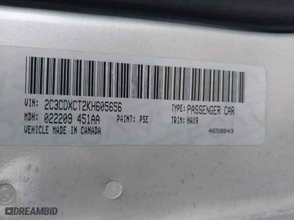 2019 Dodge Charger R/T with VIN 2C3CDXCT2KH605656, listed as a IAAI auction lot 41464186 with 118,254 mi miles. Bid and sale history available at carsss.com. Image 9.