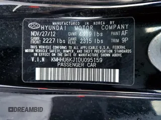 2013 Hyundai Genesis Coupe Track z VIN KMHHU6KJ1DU095159, wystawiony jako Copart lot #88560805 z przebiegiem 168 290 mil mil oraz Szkoda całkowita • Salvage title. Historia ofert i sprzedaży dostępna na DreamBid. Obrazek 12.
