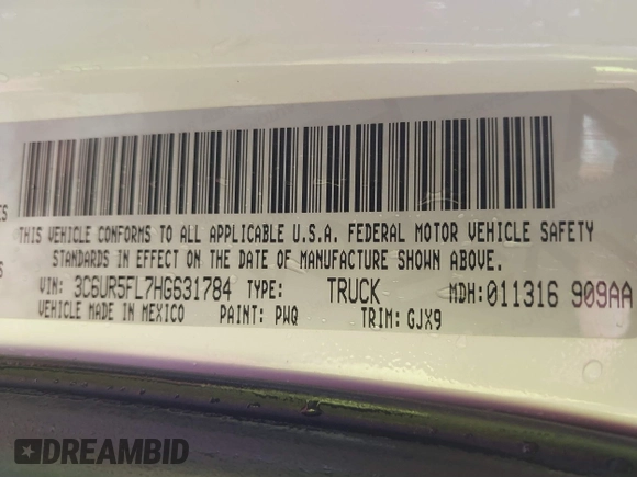 2017 Ram 2500 Laramie with VIN 3C6UR5FL7HG631784, listed as a IAAI auction lot 41616119 with 34,202 mi miles. Bid and sale history available at carsss.com. Image 9.