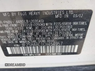2012 Subaru Forester X with VIN JF2SHABC1CH454957, listed as a IAAI auction lot 42055199 with 197,919 mi miles and . Bid and sale history available at DreamBid. Image 9.