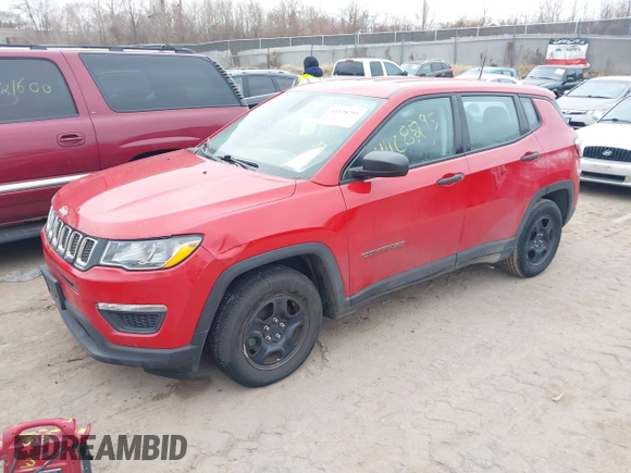 2019 Jeep Compass Sport z VIN 3C4NJCABXKT802534, wystawiony jako IAAI lot #41128295 z przebiegiem 66 719 mil mil oraz . Historia ofert i sprzedaży dostępna na DreamBid. Obrazek 2.