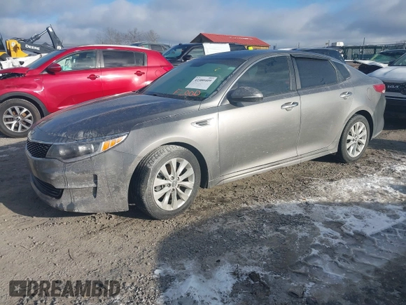 2017 Kia Optima LX with VIN 5XXGT4L35HG161540, listed as a IAAI auction lot 41580409 with 100,056 mi miles. Bid and sale history available at carsss.com. Image 2.
