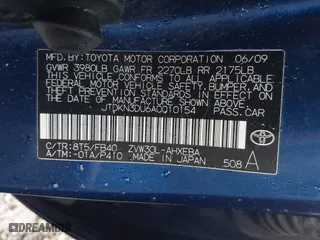 2010 Toyota Prius II with VIN JTDKN3DU6A0010154, listed as a IAAI auction lot 41936635 with 331,830 mi miles. Bid and sale history available at carsss.com. Image 9.