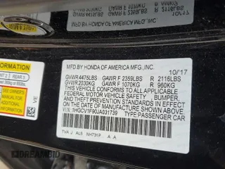 2018 Honda Accord Touring z VIN 1HGCV1F90JA031739, wystawiony jako Copart lot #54848365 z przebiegiem 114 634 mil mil oraz Szkoda całkowita • Salvage title. Historia ofert i sprzedaży dostępna na DreamBid. Obrazek 12.