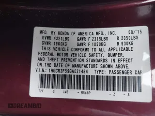 2016 Honda Accord Sport z VIN 1HGCR2F59GA021484, wystawiony jako IAAI lot #42422150 z przebiegiem 103 298 mil mil oraz . Historia ofert i sprzedaży dostępna na DreamBid. Obrazek 9.
